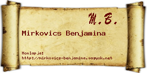 Mirkovics Benjamina névjegykártya